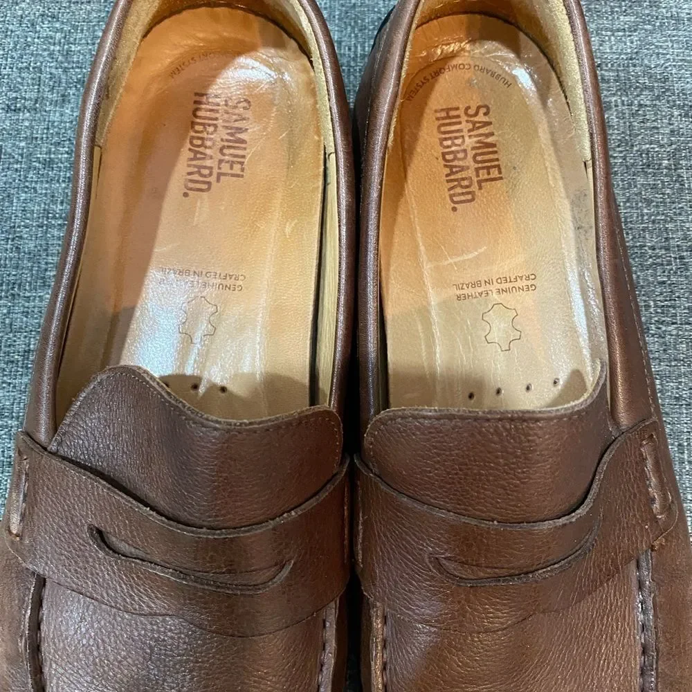 Samuel Hubbard Brown Leather Slip On Loafer Men Size 11